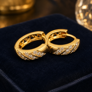 Diamond Accent Huggie Earrings 14K Gold